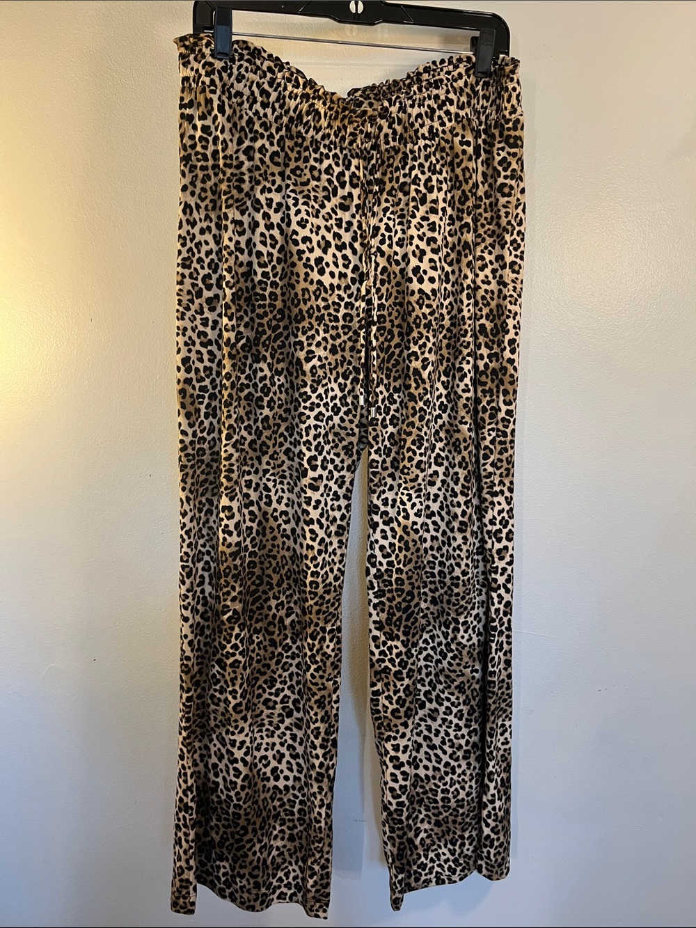 dressbarn Leopard-Print Wide Leg Pants - Beige & Black